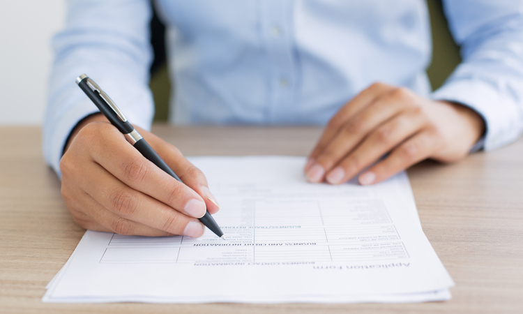 Cropped View Person Completing Application Form